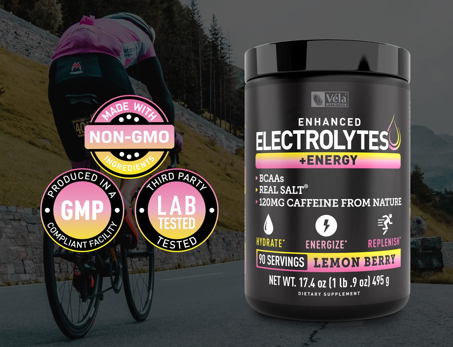 Véla Pre-Workout lemon-berry morning-setup for energized workouts.