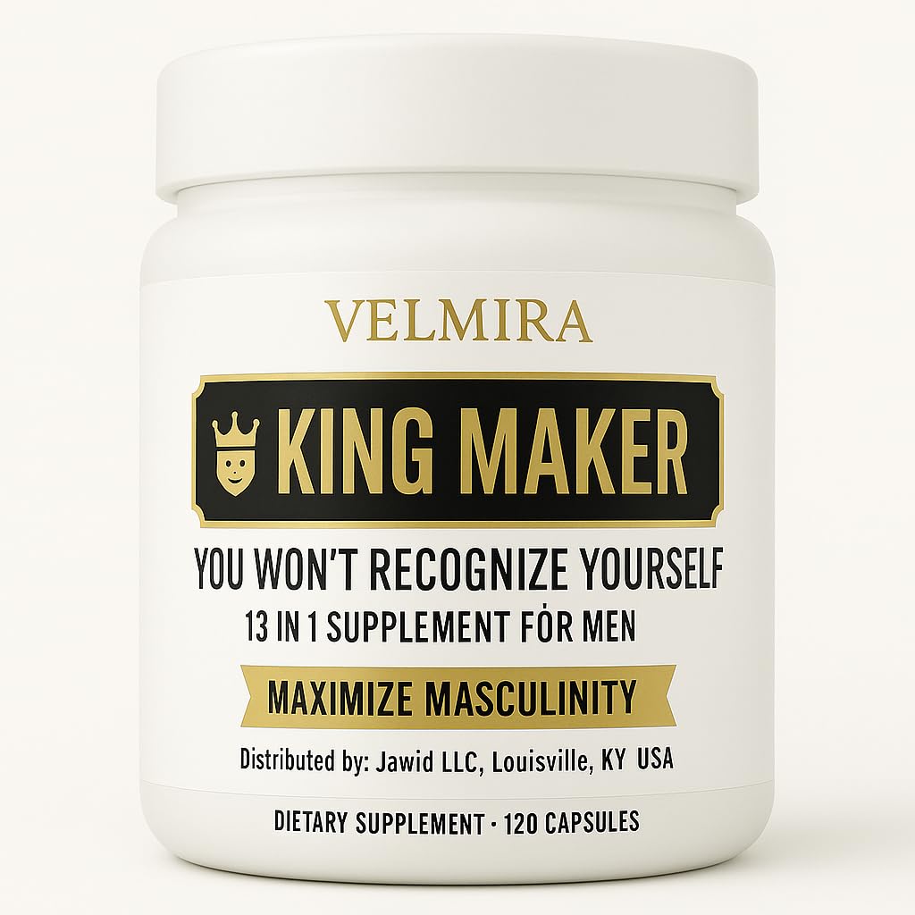 Velmira King Maker bottle front supports daily vitality and wellness.