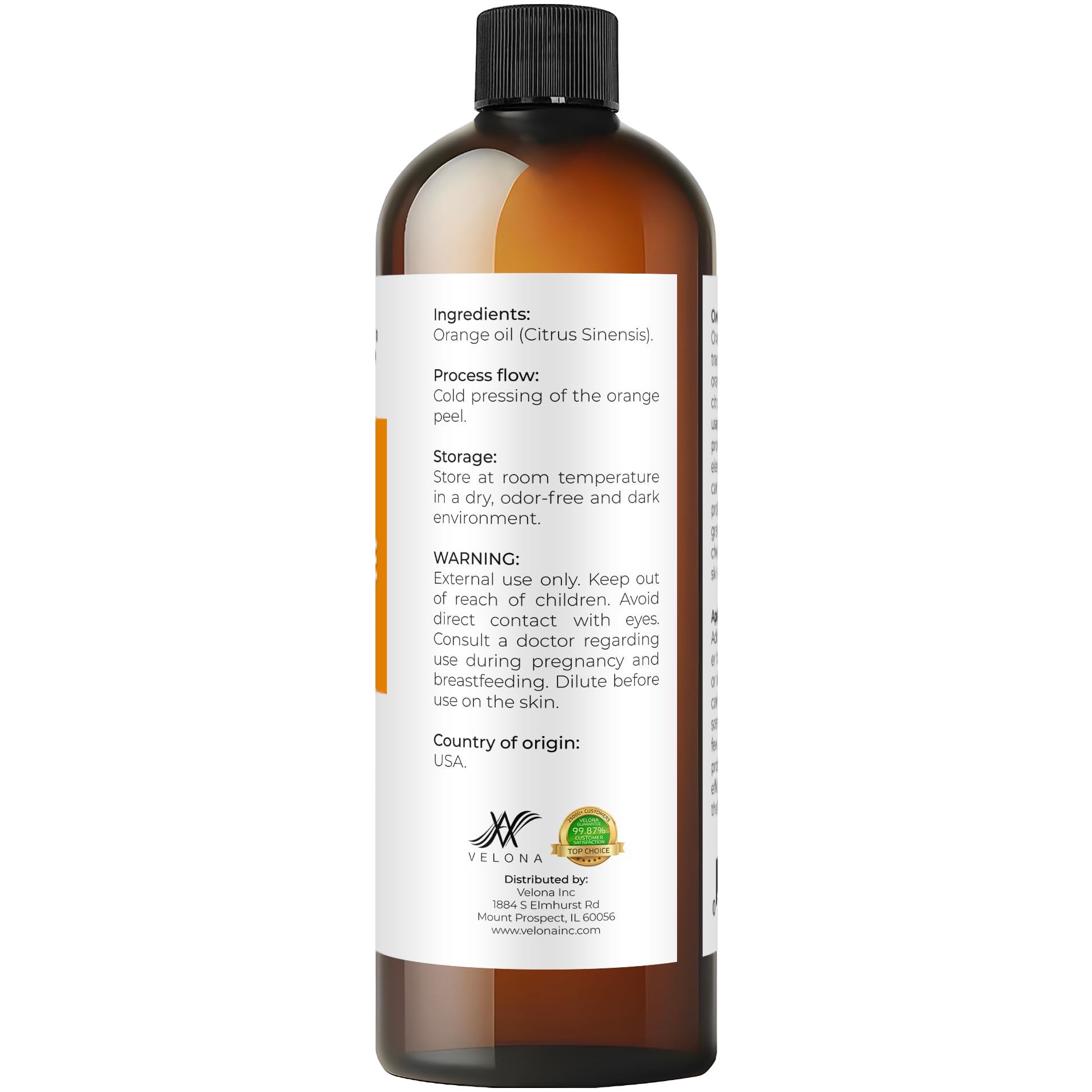 Velona Orange Essential Oil supports skincare by refreshing and balancing moisture.
