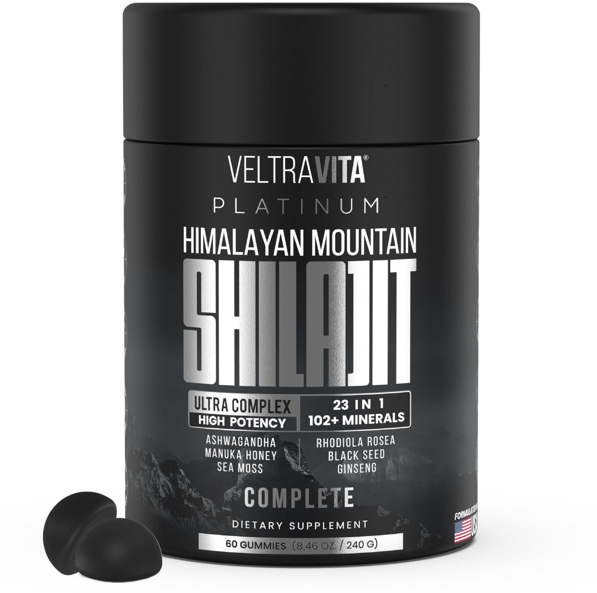 VeltraVita bottle showing the 28,000 mg 23-in-1 formula for daily wellness