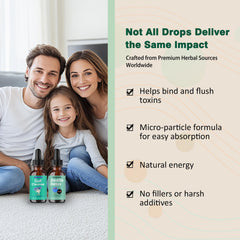Velvra Cleanse drops dispense into juice for gentle detox.