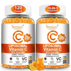 Vemluta liposomal vitamin C 2000mg bottle highlights premium immune support packaging.