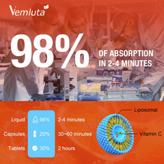 Vemluta glass bottle front view suggests a convenient daily supplement.
