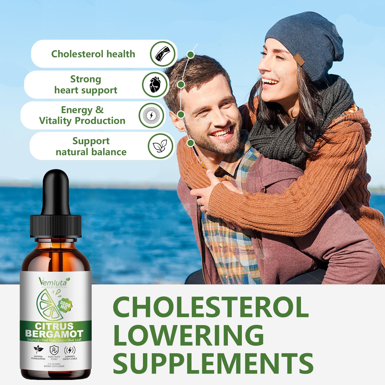 Vemluta Olive Leaf drops bottle highlighting natural antioxidant blend.