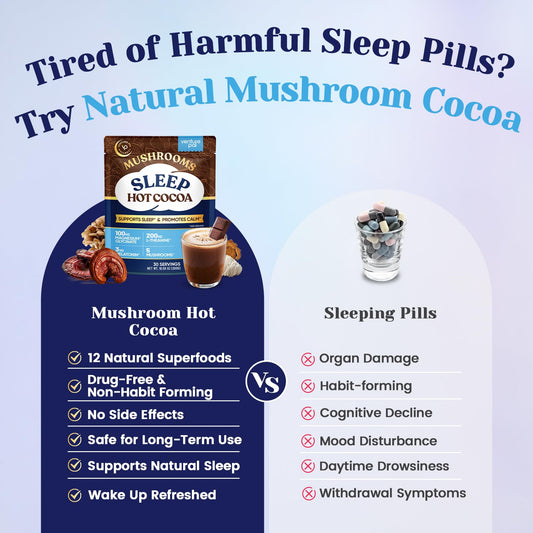 Venture Pal Mushroom Cocoa cup steaming, inviting a soothing bedtime drink.
