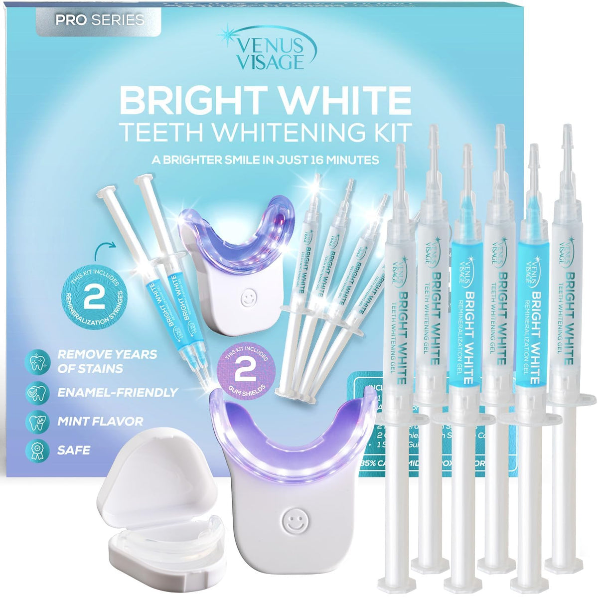 Venus Visage LED whitening kit box for premium gifting and brighter smiles.