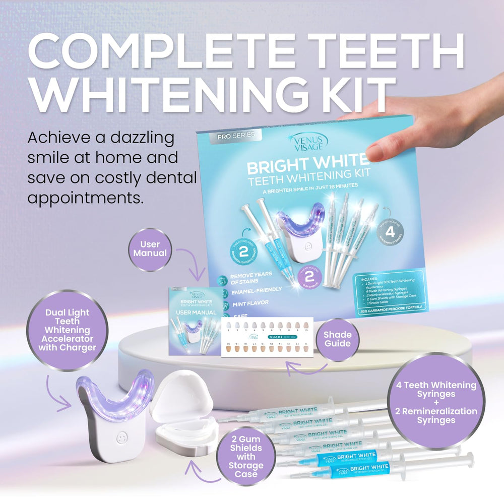 Venus Visage whitening syringes 4x 35% carbamide peroxide for faster stain removal.