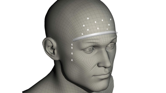 Veo Strip applied to clean skin below the brow to manage sweat during activity.