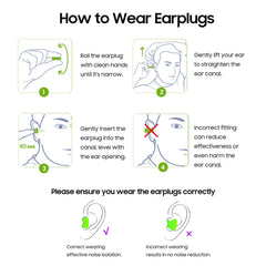 VeoryFly bright green safety ear plugs for visibility and proper use