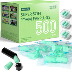 VeoryFly bulk 500 pairs of foam ear plugs for sharing and travel