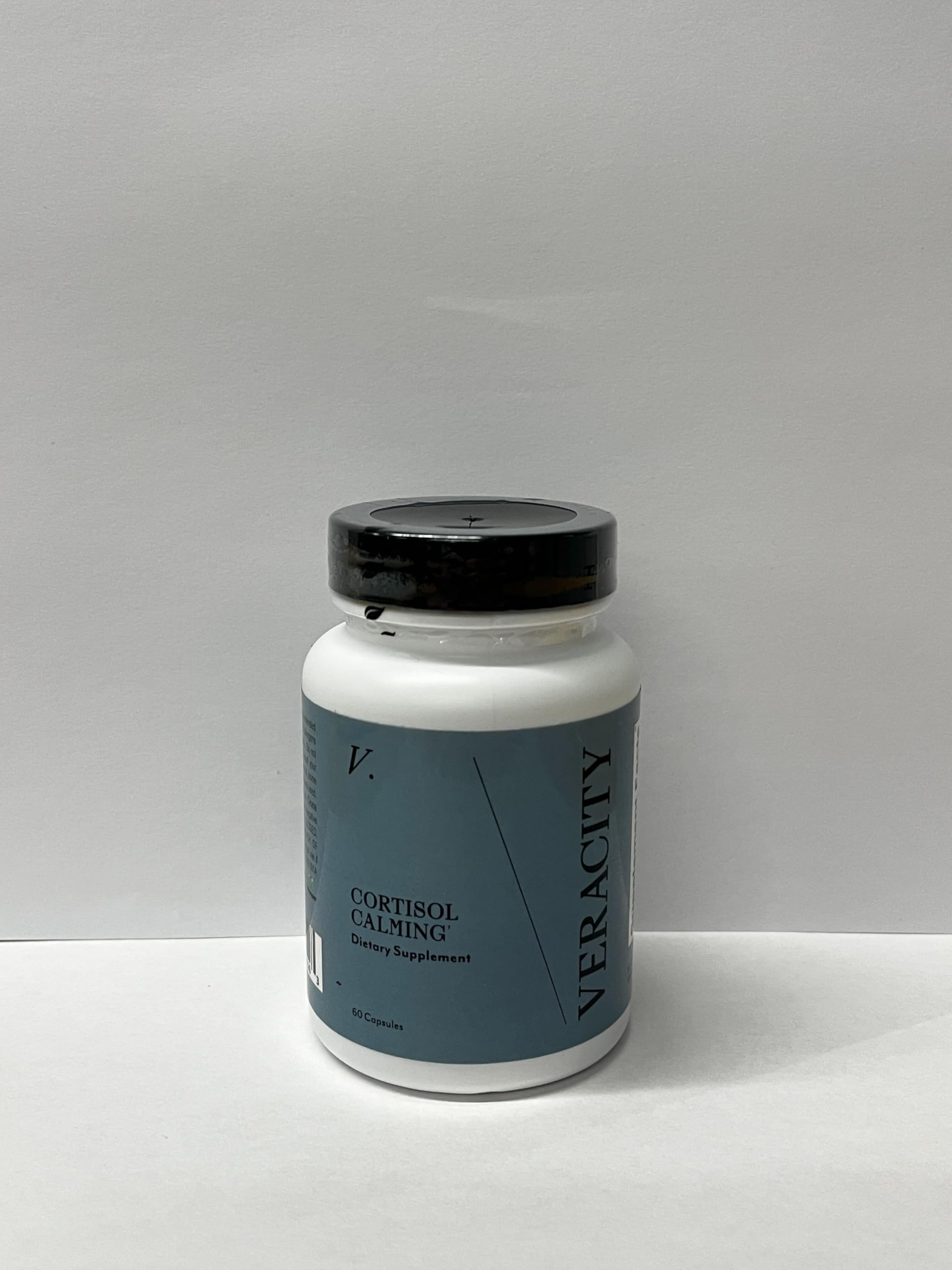 Veracity Cortisol Calming blend with Ashwaganda, Rhodiola, and Eleuthero for resilience.