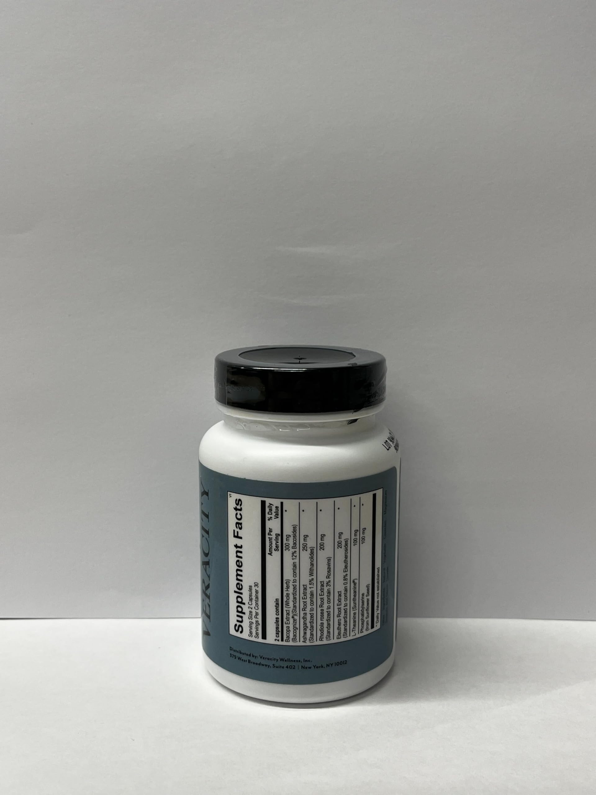 Veracity Cortisol Calming with Bacopa Monnieri supports memory and focus close-up.