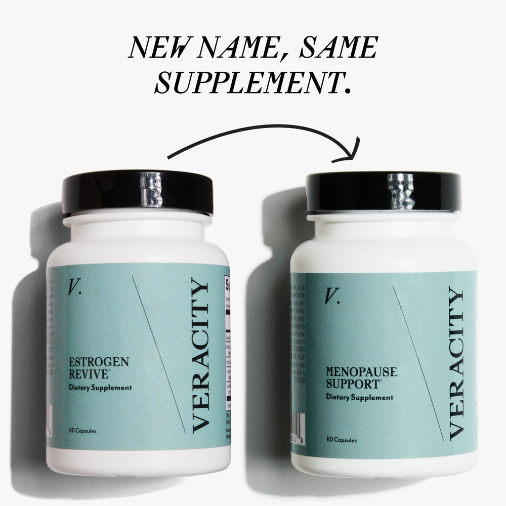 Veracity Selfcare menopause support packaging, toxin-free vegan supplement