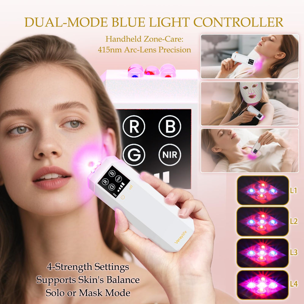 Veraylife detachable blue light controller close up for chin and neck care.