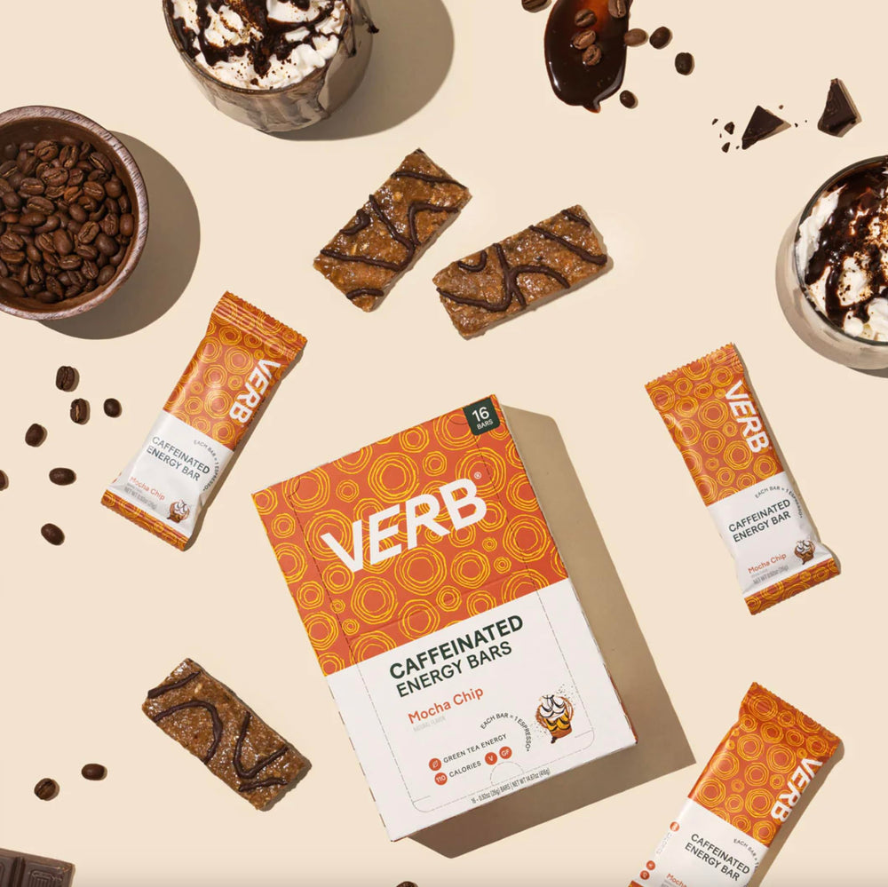 Verb Caffeinated Energy Bar Mocha Chip ingredients emphasize gluten-free oats and natural caffeine.