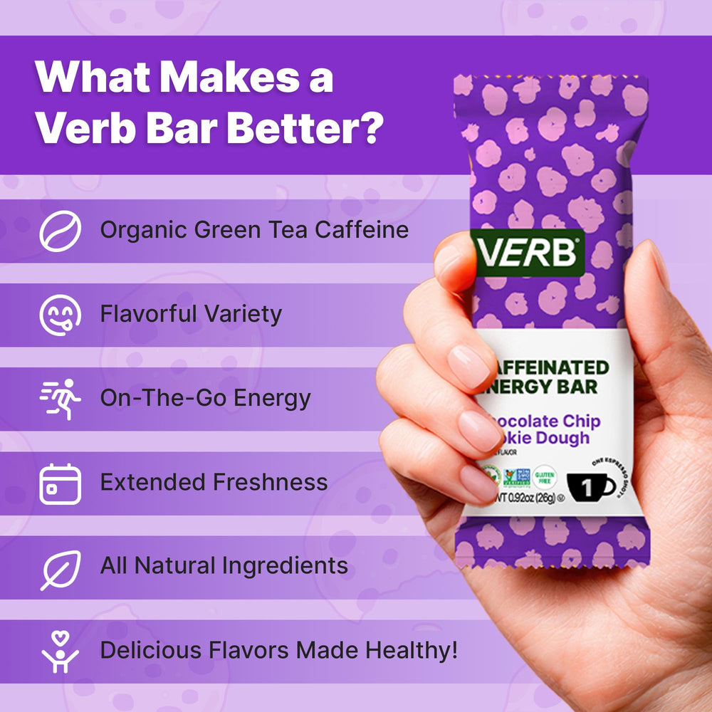 Verb Caffeinated Energy Bar gluten-free oats and almond butter highlight healthy snack option