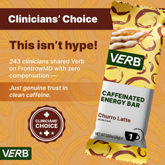 Verb Energy Bar caffeine content close-up indicates 80 mg green tea caffeine for steady focus.