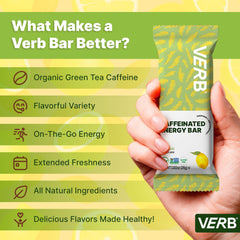 Verb Caffeinated Lemon Energy Bar packaging-front shows vegan gluten-free claim.