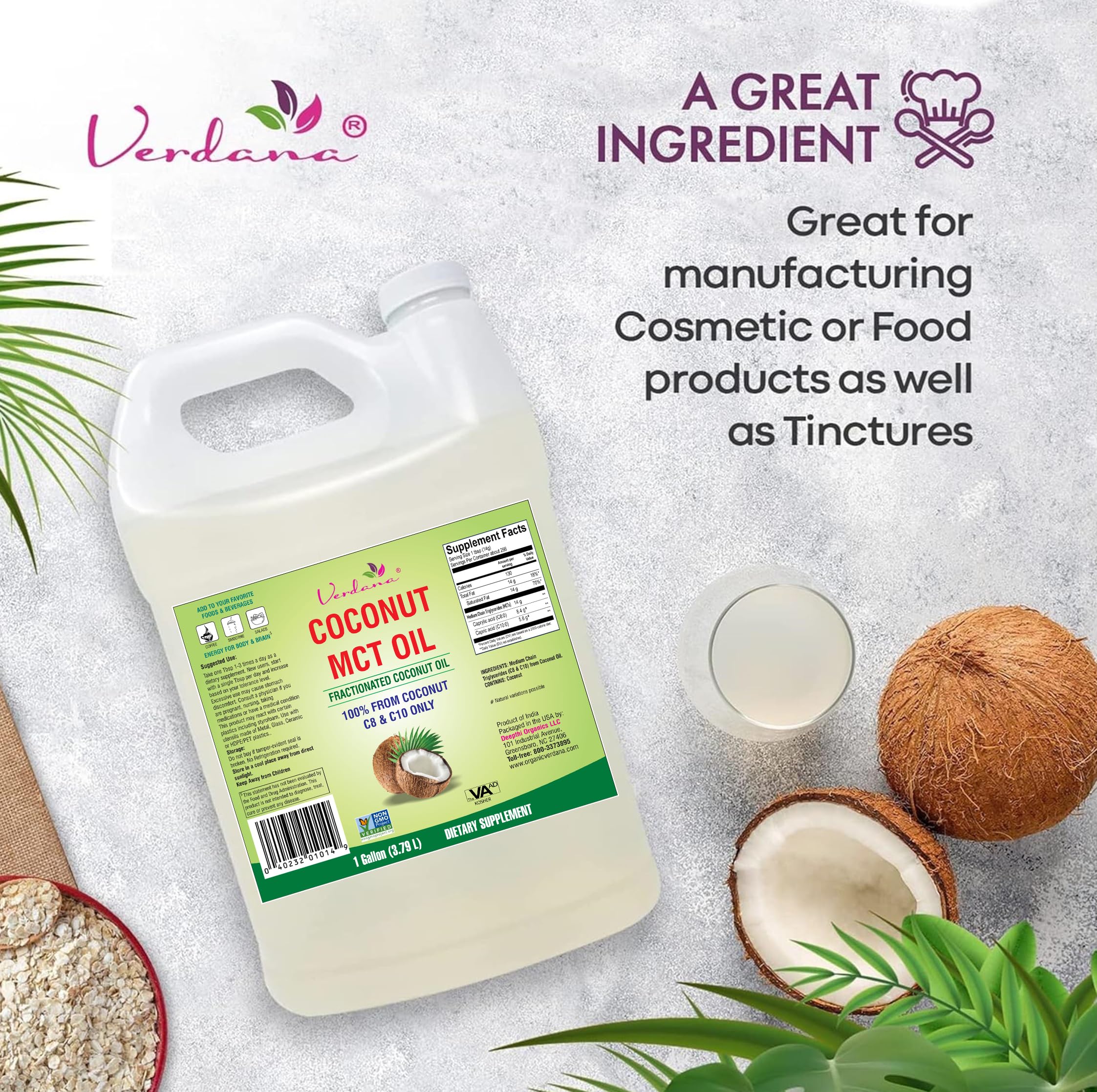 Verdana MCT oil-hair-skin offers a gentle carrier for skincare and massage blends.