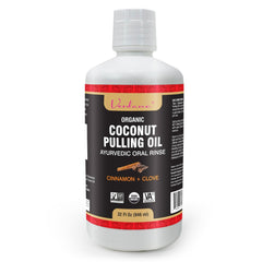 Verdana Organic Oil Pulling Mouthwash bottle with cinnamon-clove flavor for a fresh breath routine