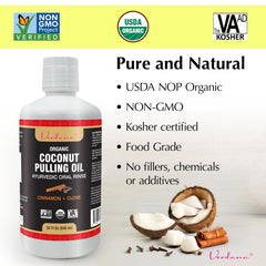 Label shows USDA Organic coconut oil blend and cinnamon clove aroma