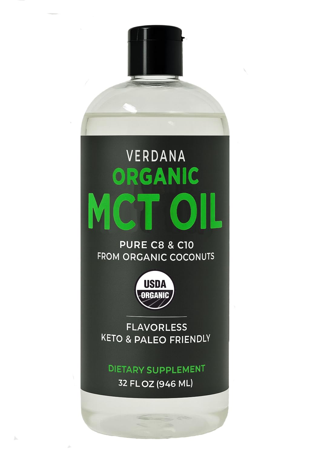 Verdana Organic MCT Oil bottle on a clean kitchen counter ready for daily use