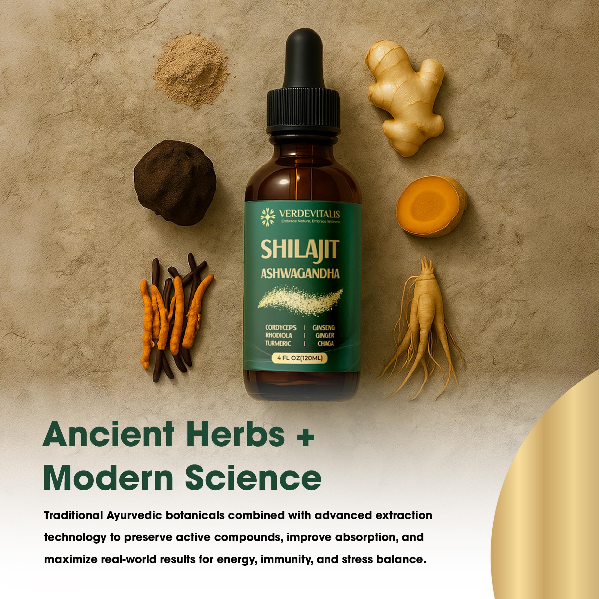 VERDEVITALIS compact 4 oz bottle fits into any wellness routine.