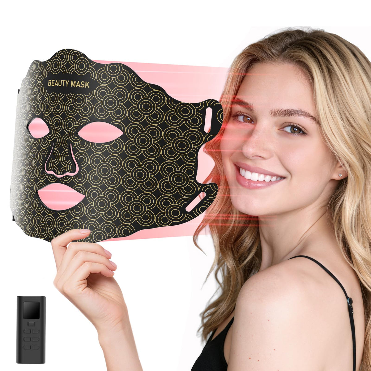 Verfubo red light face mask close-up for radiant skin improvement