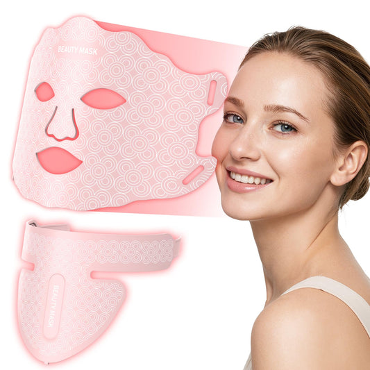 Verfubo red light face mask in use for skin glow and even tone