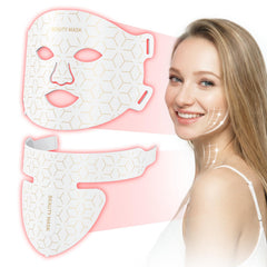 Verfubo red light mask covering face and neck with 850nm glow for at-home rejuvenation