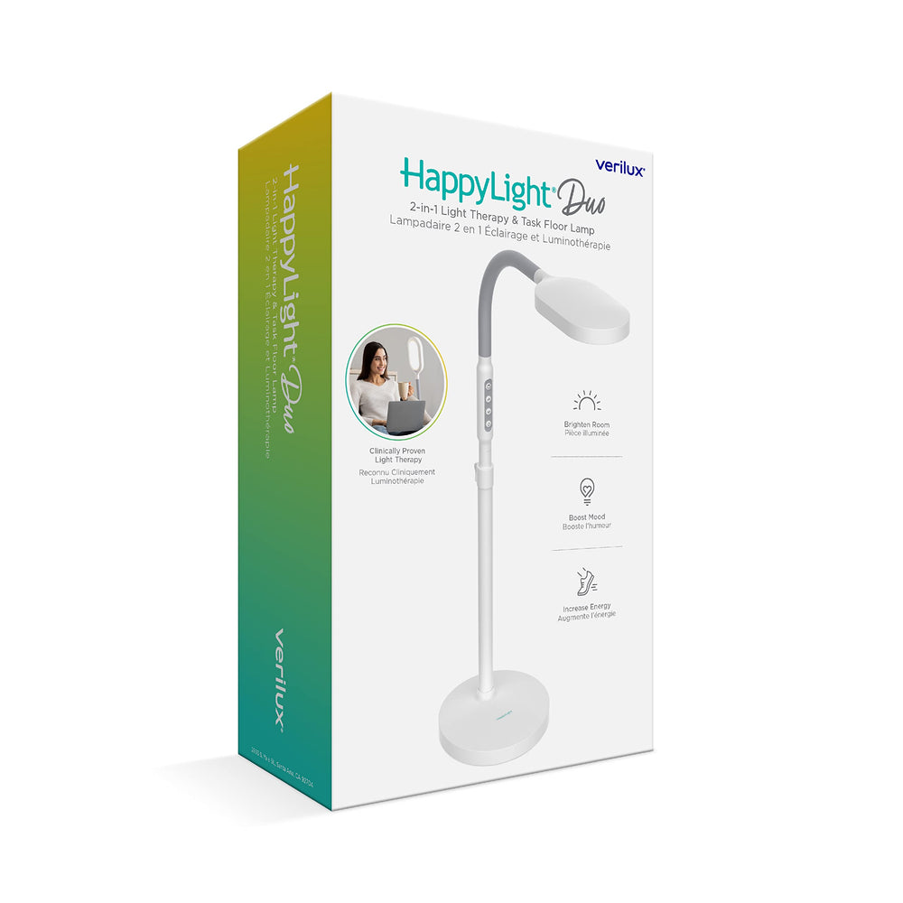 Verilux HappyLight Duo modern base blends with home decor while providing bright, functional lighting.