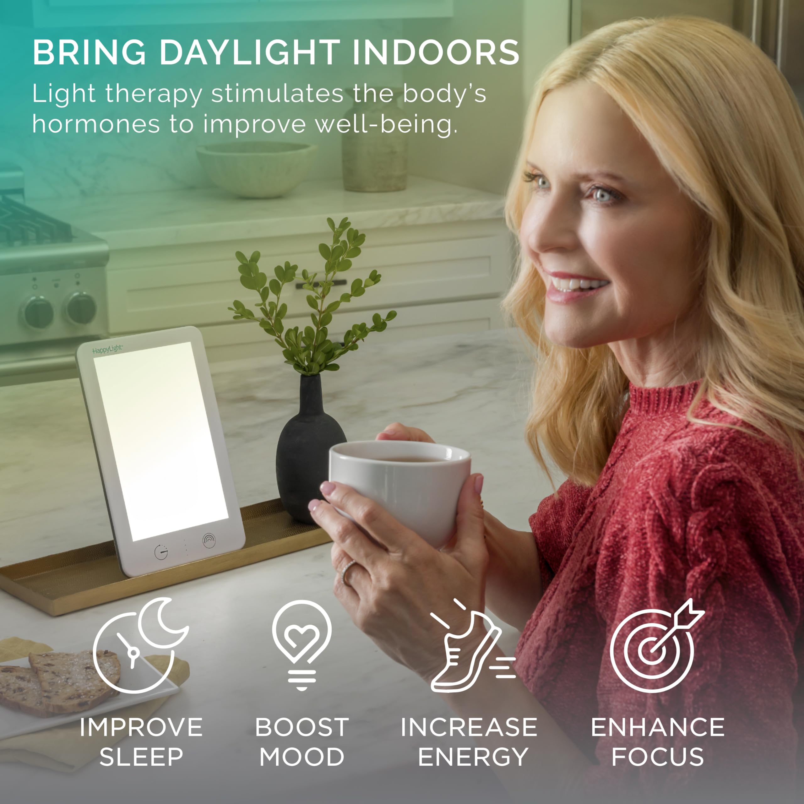 Adjustable brightness levels on the Lumi Plus for personalized light sessions