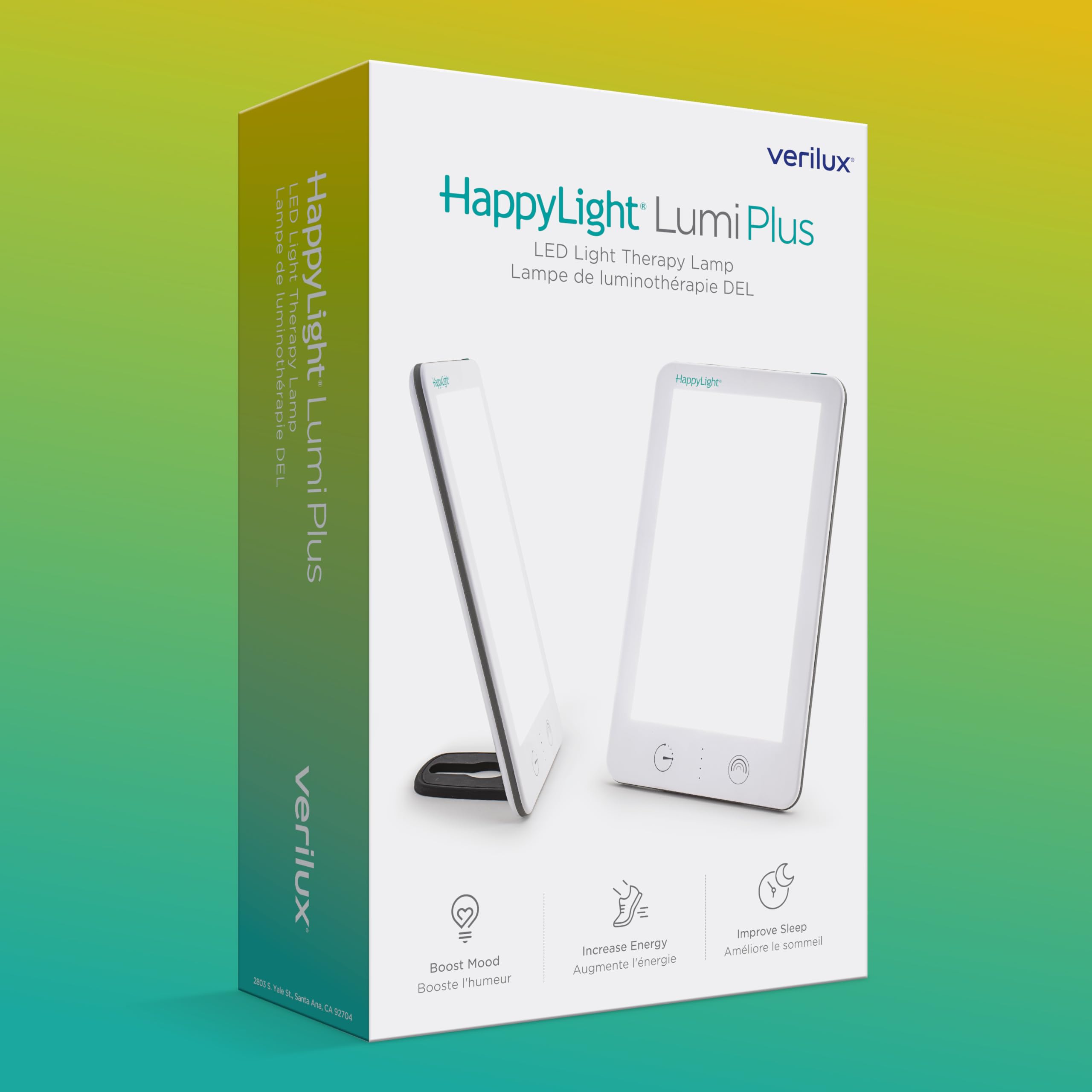 Portable design of Verilux Lumi Plus for use at home, office, or travel