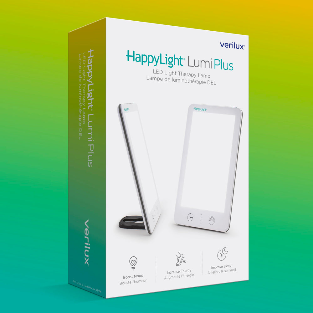 Portable design of Verilux Lumi Plus for use at home, office, or travel