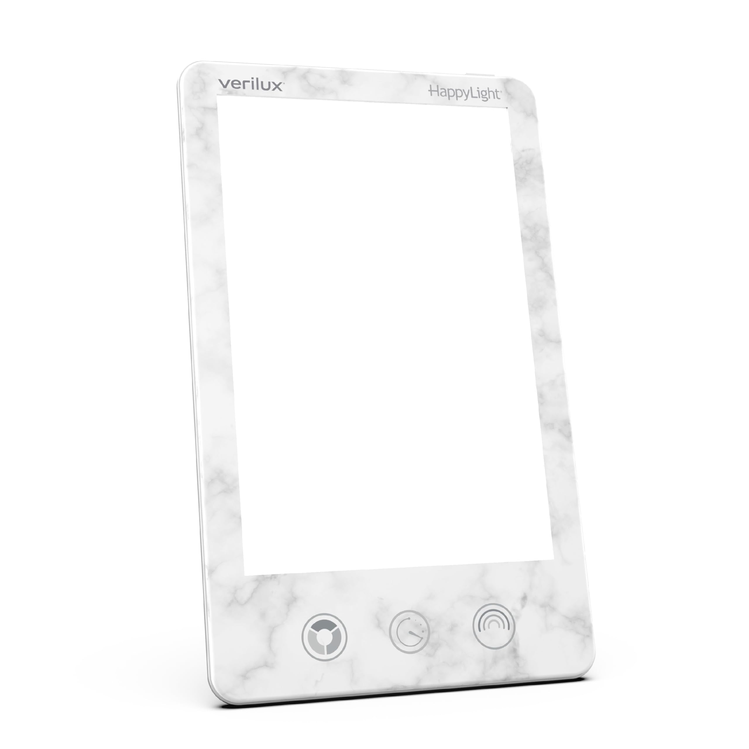 Verilux HappyLight Luxe front view, compact UV-free lamp for mood and energy support.