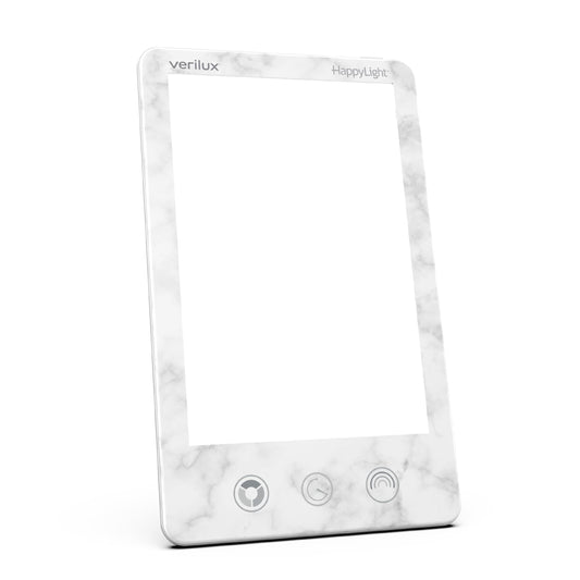 Verilux HappyLight Luxe front view, compact UV-free lamp for mood and energy support.