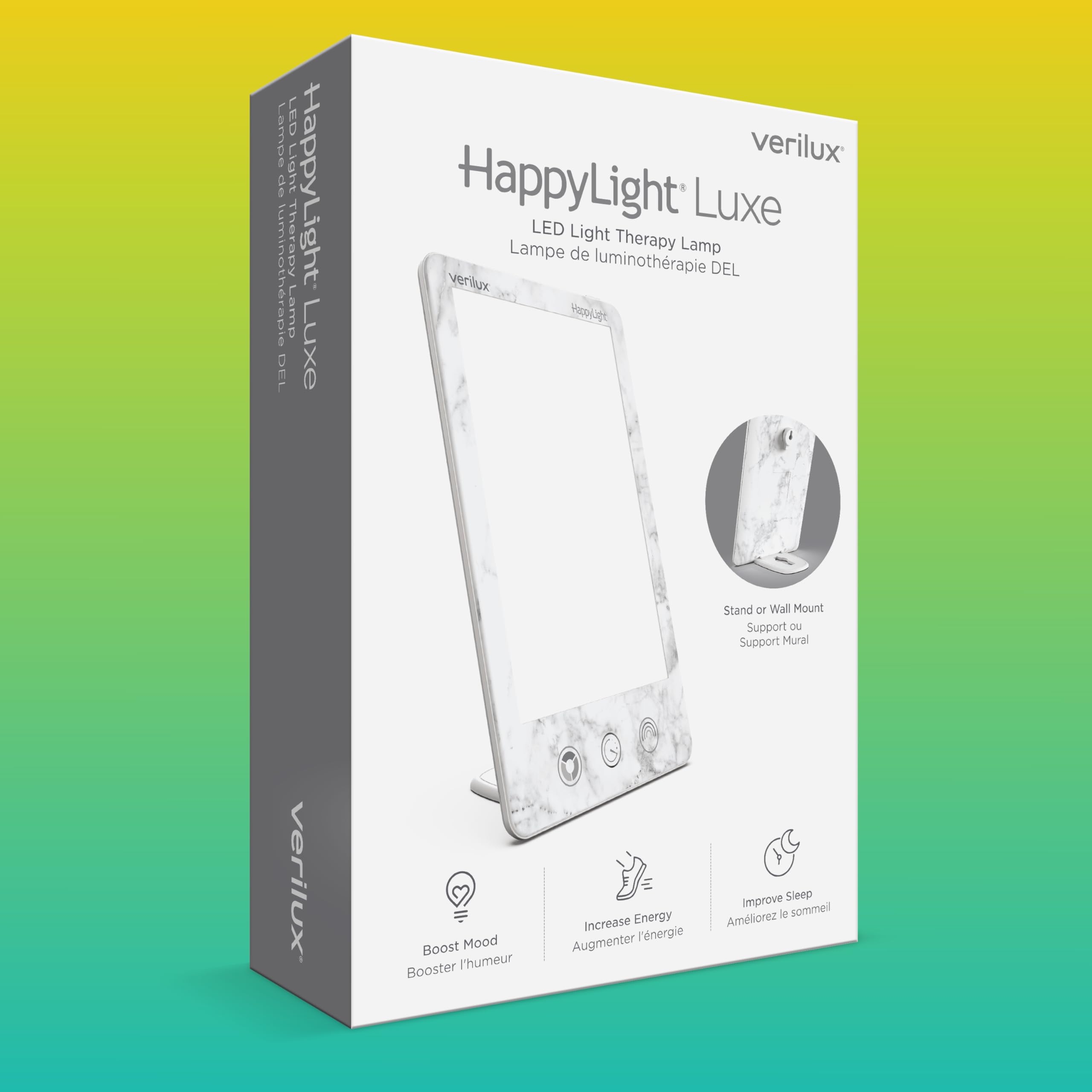 Verilux HappyLight Luxe wall mount, slim design fits any space.