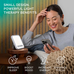 Verilux HappyLight Mini compact design fits any workspace for quick boosts
