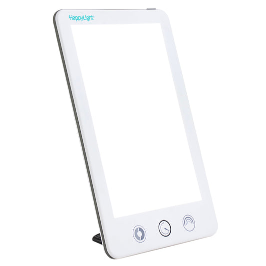 Verilux HappyLight Touch Plus 10k Lux panel brightens study area