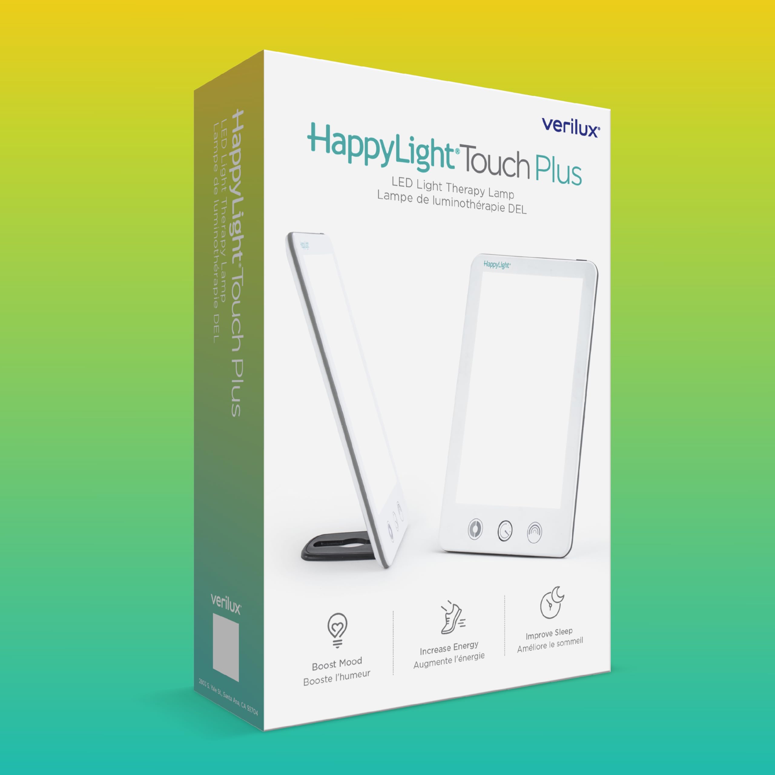 Verilux HappyLight Touch Plus compact design fits desk bedside and travel