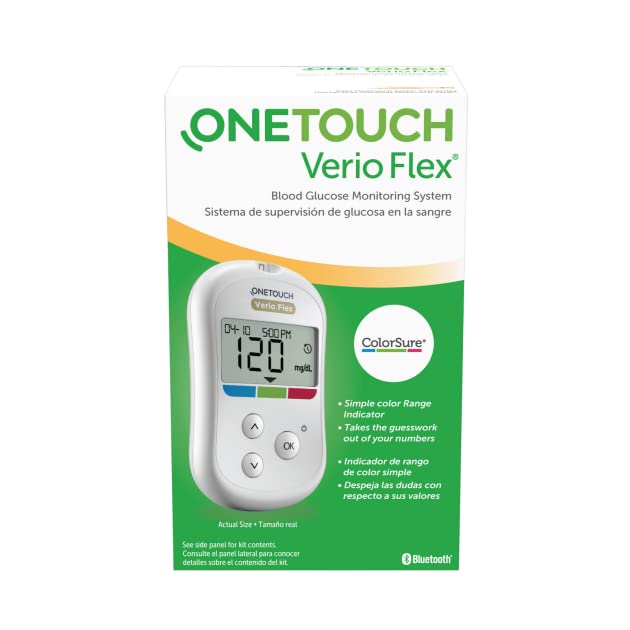 Verio-Flex meter front view for quick glucose checks on the go.