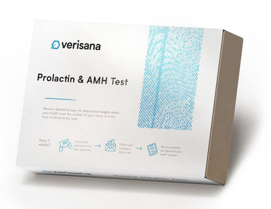 Verisana Prolactin & AMH test kit packaging for easy at-home hormone testing