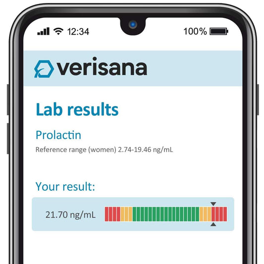 Verisana prolactin test kit sample collection demonstrates simple, secure home sampling.