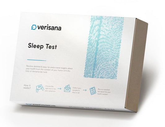 Verisana Sleep Test kit front view for home hormone insights on cortisol and melatonin that support sleep planning