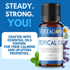 Vertagone Topical Oil 5ml travel bottle enables on-the-go motion sickness support.