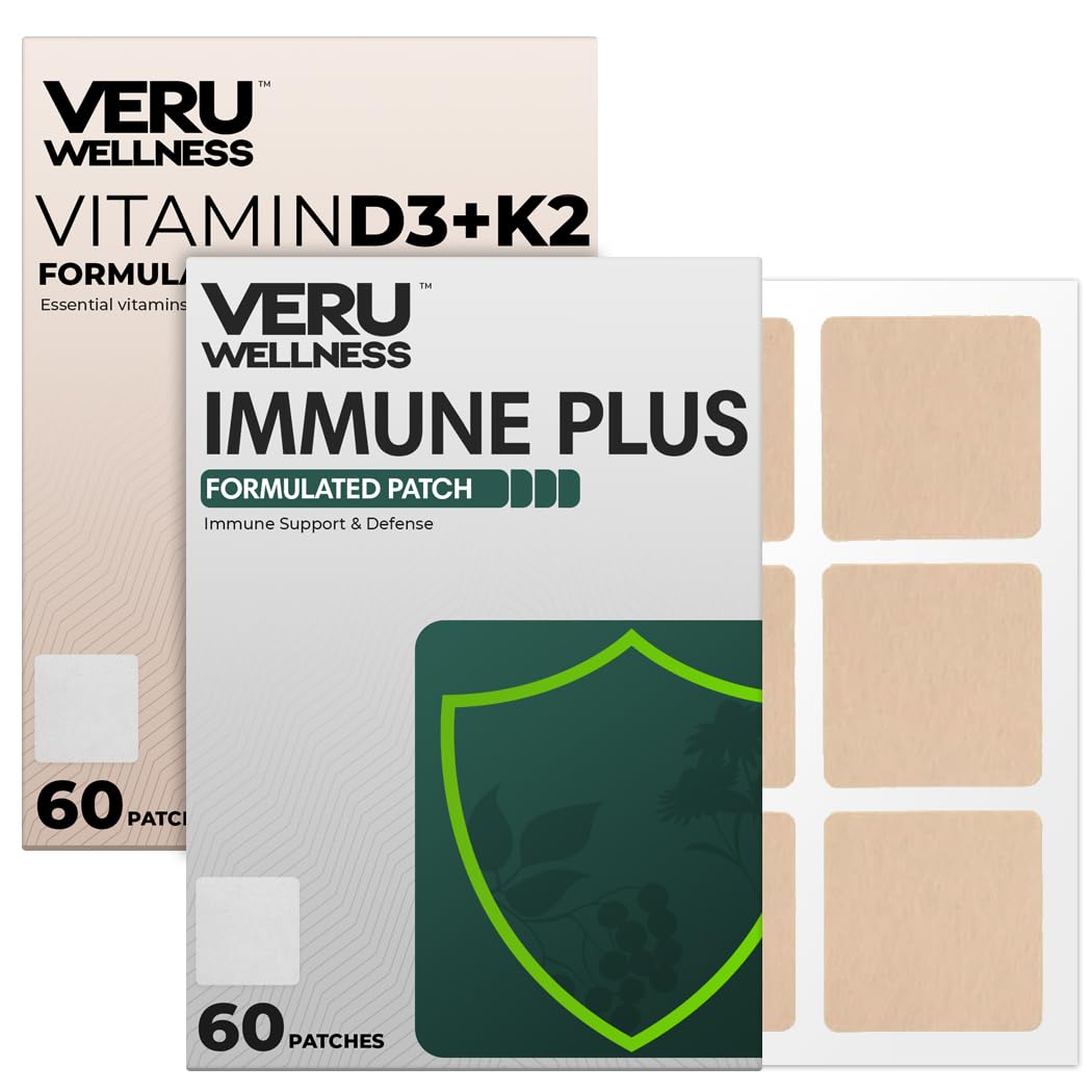 Veru Wellness bariatric immune patch packaging shows latex-free design for post-op care.
