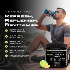 VERUS NUTRITION electrolytes flavor Lemon Lime provides crisp taste and minerals.
