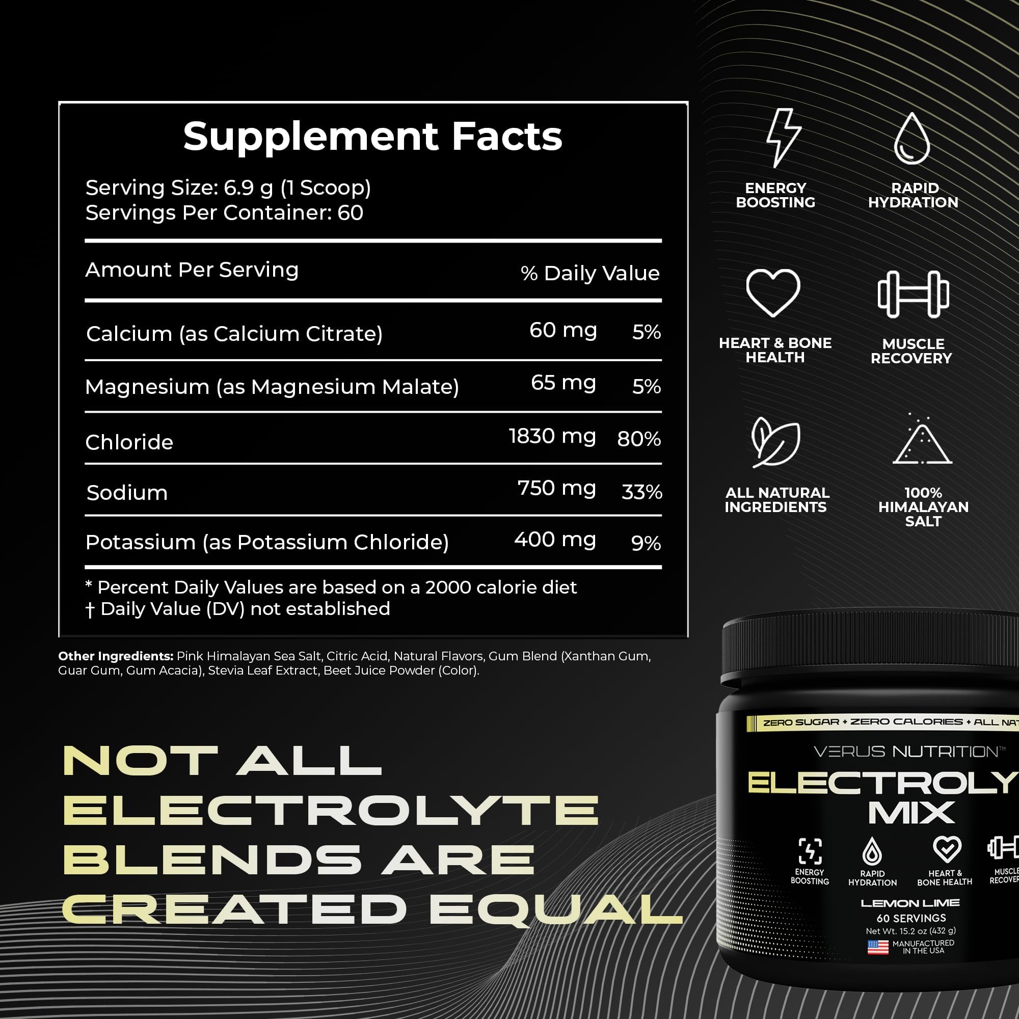 VERUS NUTRITION electrolytes glass mixed drink highlights a refreshing hydration option.