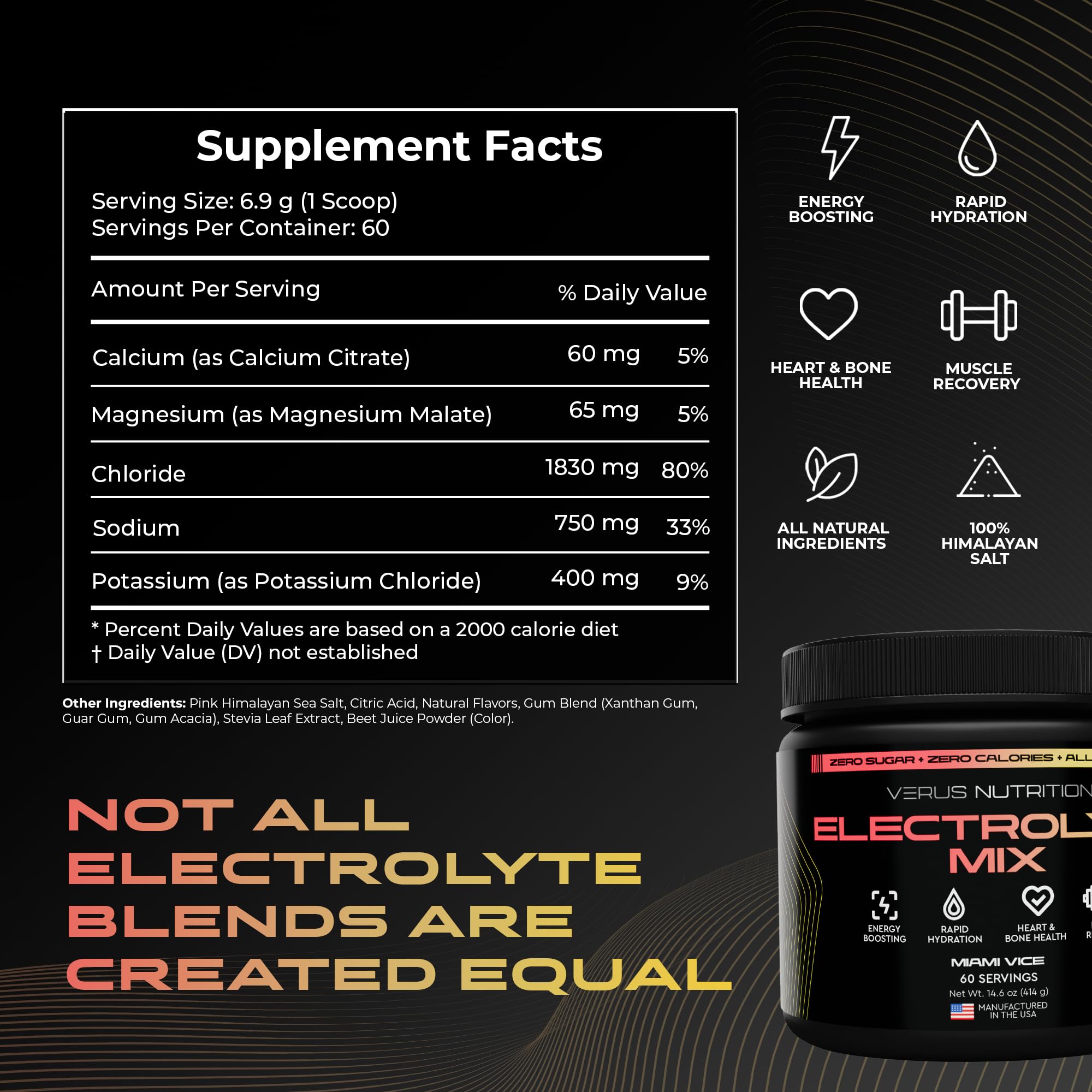 VERUS NUTRITION lemon-lime electrolyte powder dissolving in water for quick hydration