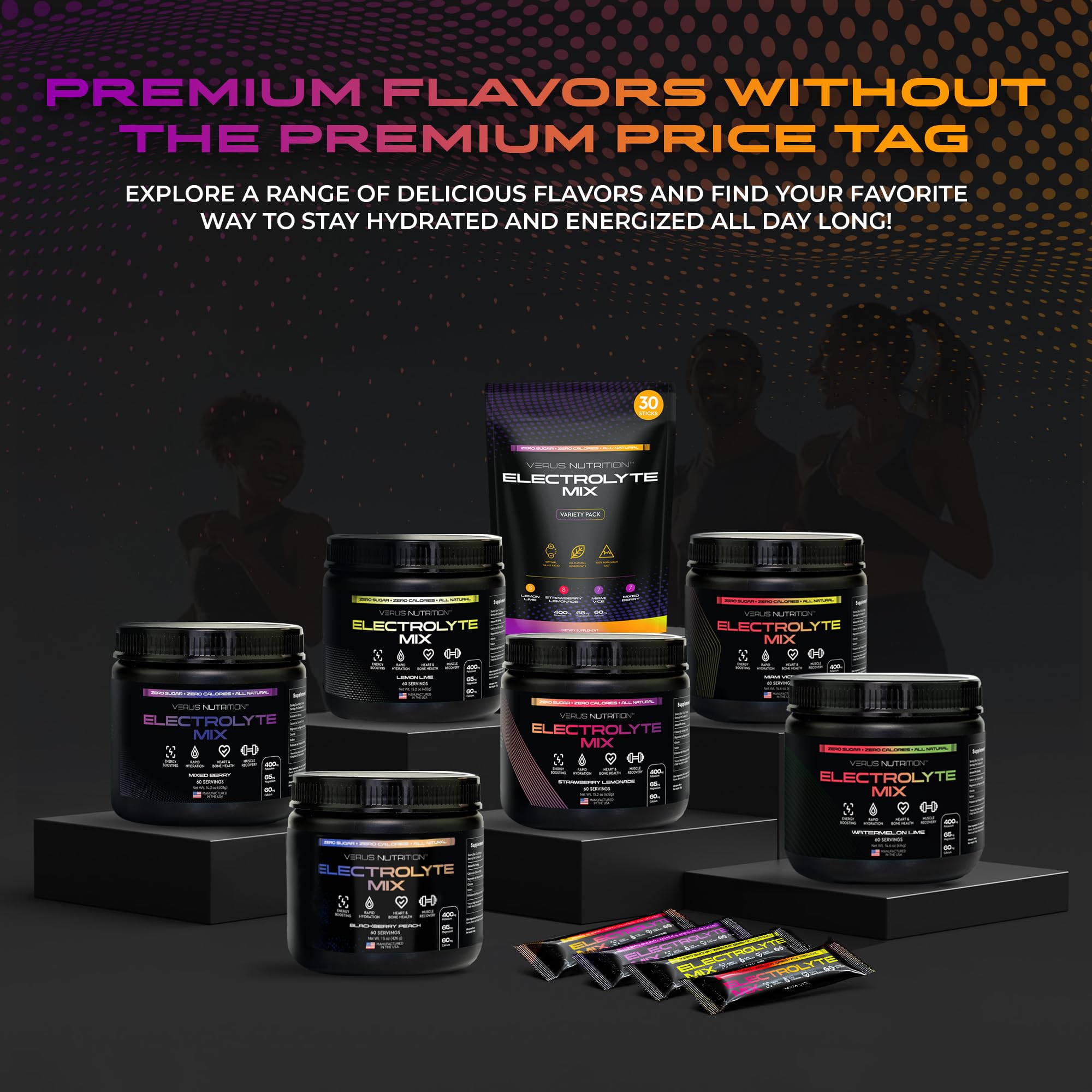 VERUS NUTRITION Electrolytes on the go usage with a tall glass